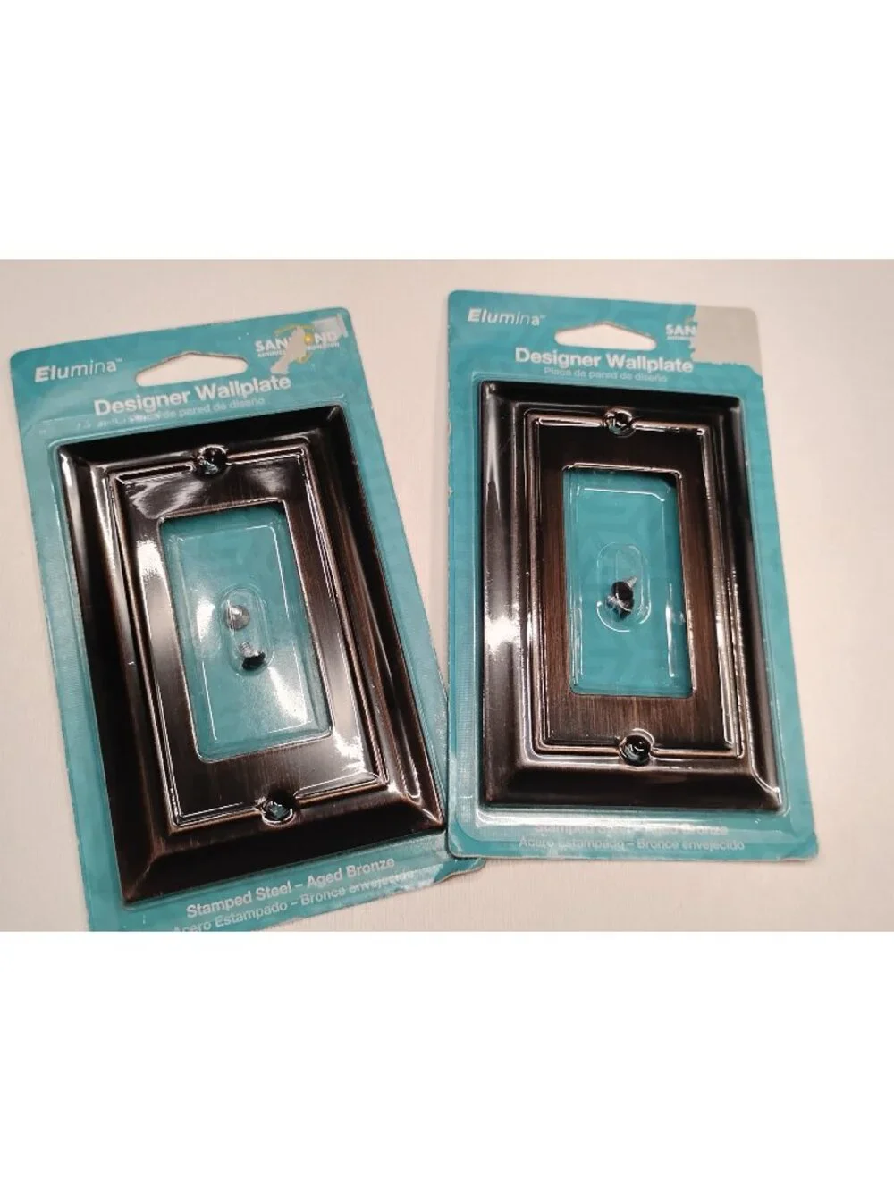 2pc Elumina Stamped Steel Designer Wallplate - Aged Bronze